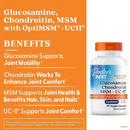USA Supplements | Doctor's Best, Glucosamine Chondroitin, MSM + UCII ( Improves Joint Comfort )