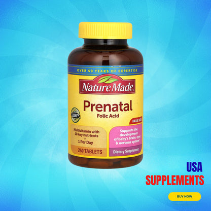 USA Supplements | Nature Made, Prenatal Folic Acid, 250 Tabs ( Supports Healthy Fetal Development )