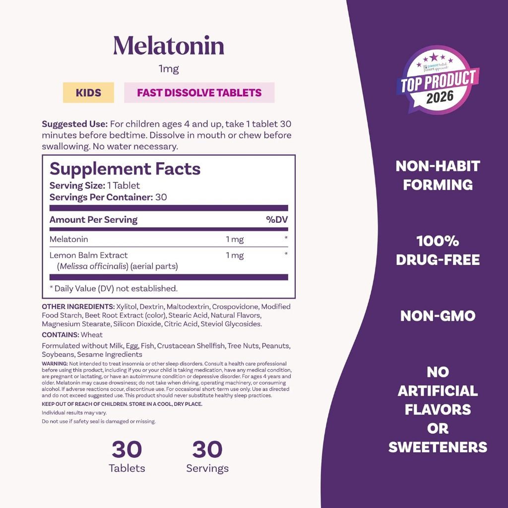 USA Supplements | Natrol, Kids, Melatonin, Ages 4+, Strawberry, 30 Tablets ( Fall Asleep Fast )