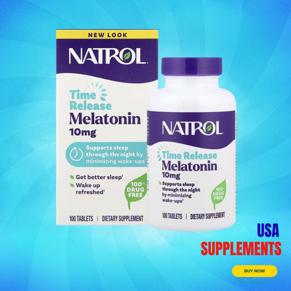 USA Supplements | Natrol, Melatonin, Time Release, 10 mg ( Helps You Fall Asleep Faster )