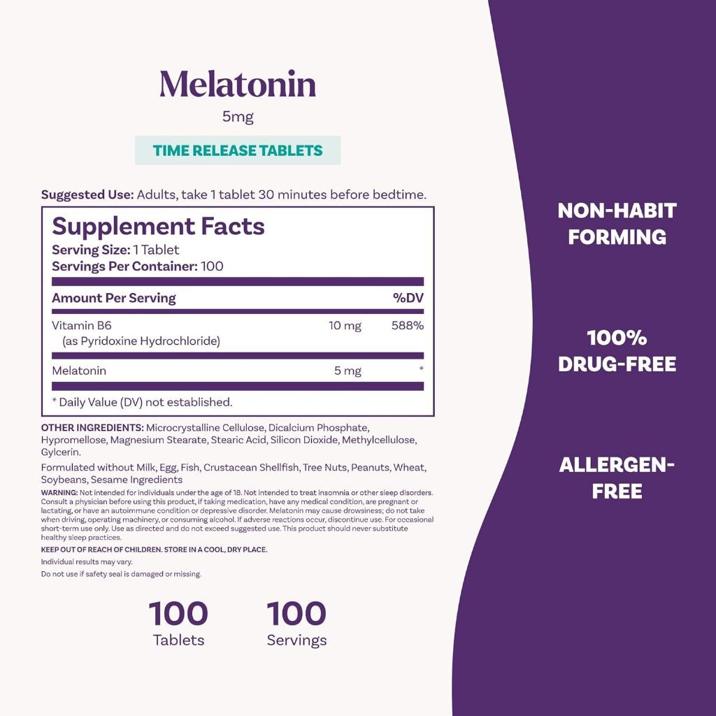 USA Supplements | Natrol, Melatonin, Time Release, 5 mg, 100 Tablets ( Sleep Support )