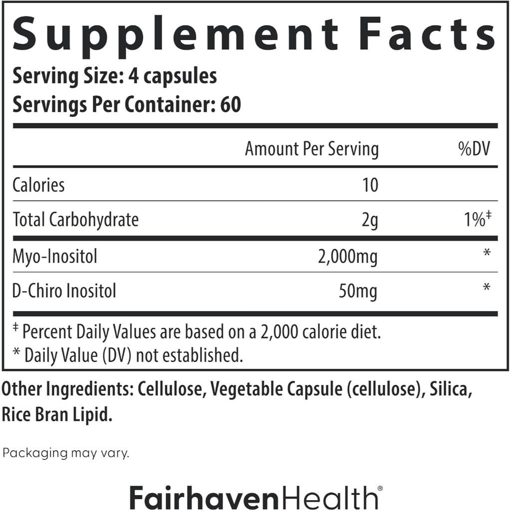 USA Supplements | Fairhaven Health, Myo + D-Chiro Inositol, 120 Capsules ( Hormonal Support )