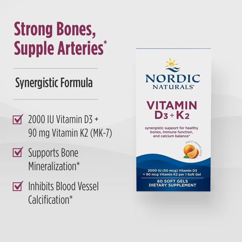 USA Supplements | Nordic Naturals, Vitamin D3 + K2, Great Orange, 60 Soft Gels ( Bone Health )