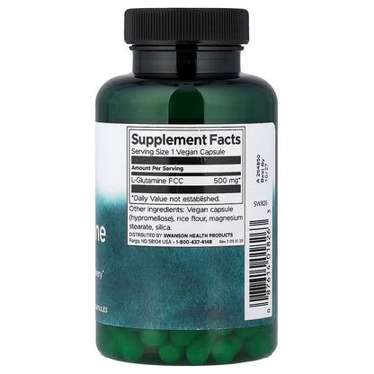USA Supplements | Swanson, L-Glutamine, 500 mg, 100 Vegan Capsules ( Muscle Health and Recovery )