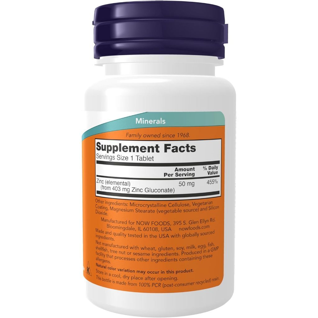 USA Supplements | NOW Foods, Zinc, 50 mg, 100 Tablets ( Immune Support )