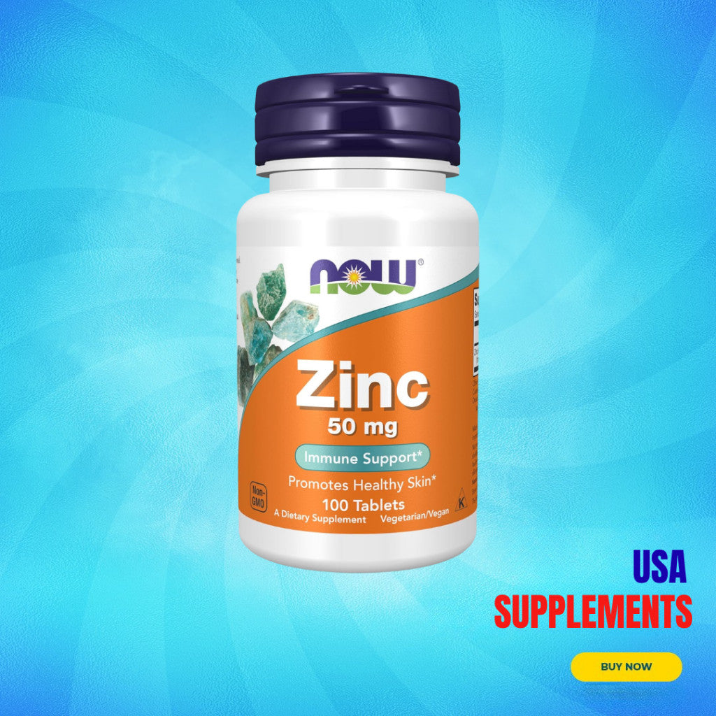 USA Supplements | NOW Foods, Zinc, 50 mg, 100 Tablets ( Immune Support )