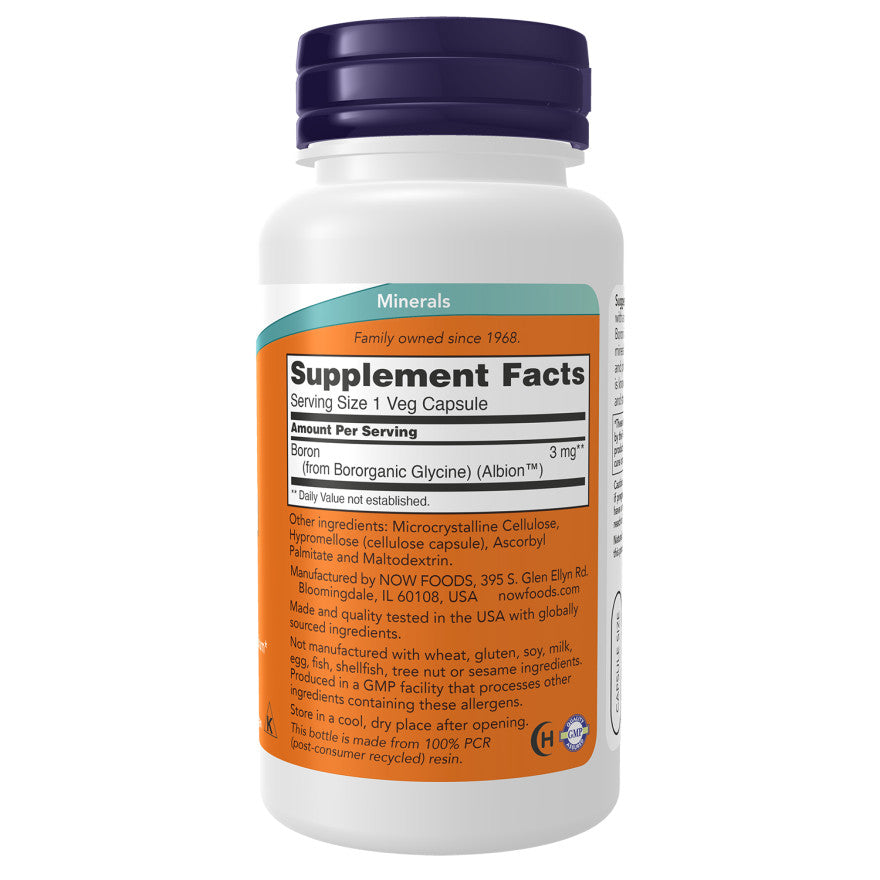 USA Supplements | NOW Foods, Boron, 3 mg, 100 Veg Capsules ( Bone Support )