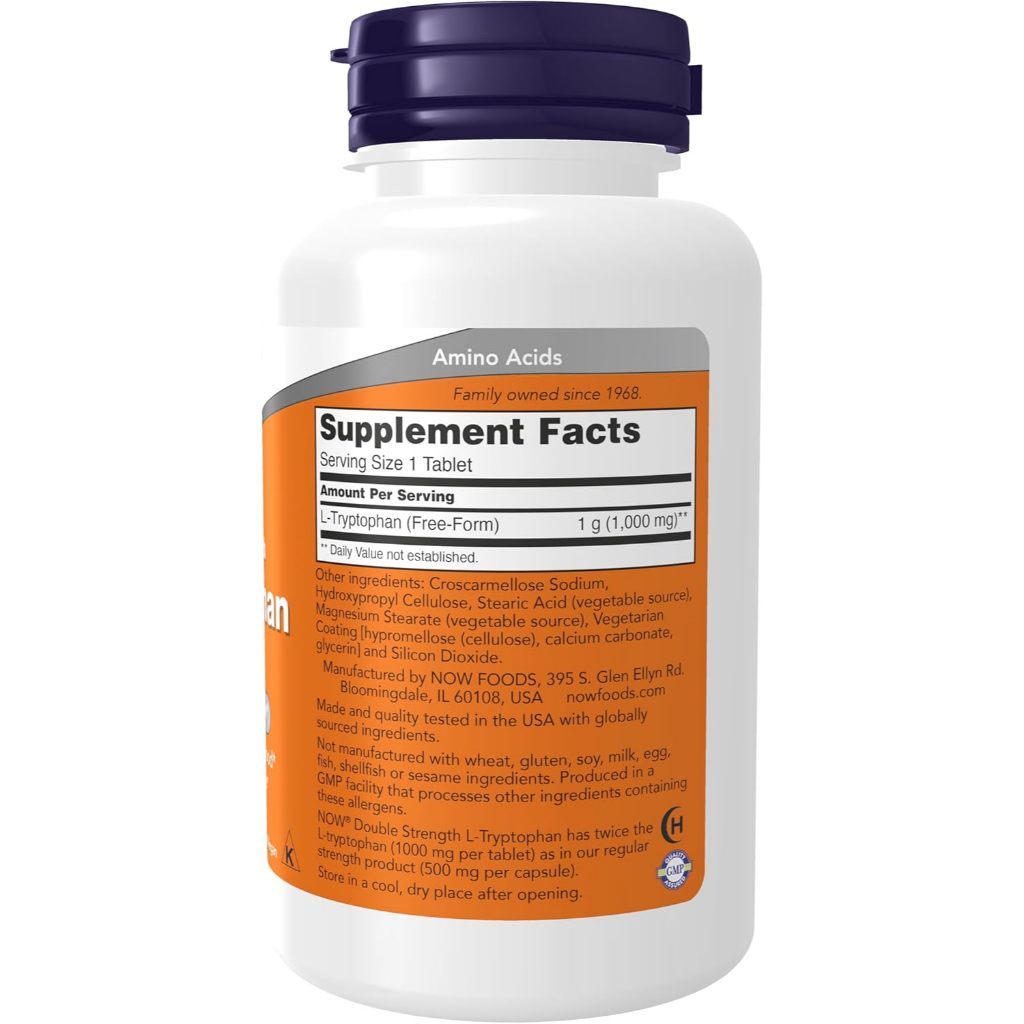 USA Supplements | NOW Foods, L-Tryptophan, 1,000 mg, 60 Tablets ( Supports Relaxation )