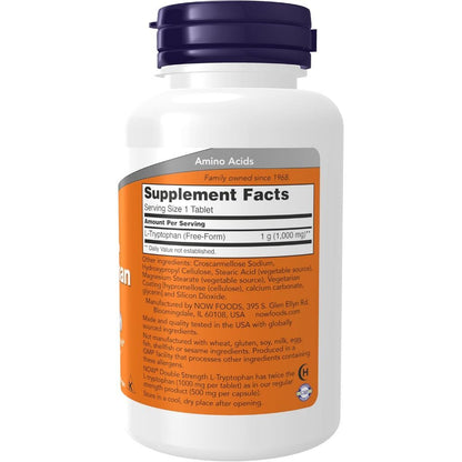 USA Supplements | NOW Foods, L-Tryptophan, 1,000 mg, 60 Tablets ( Supports Relaxation )
