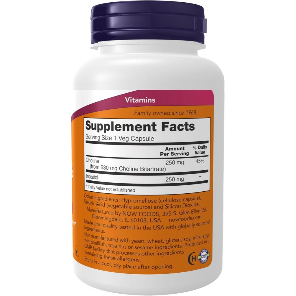 USA Supplements | NOW Foods, Choline & Inositol ( Nervous System Health )