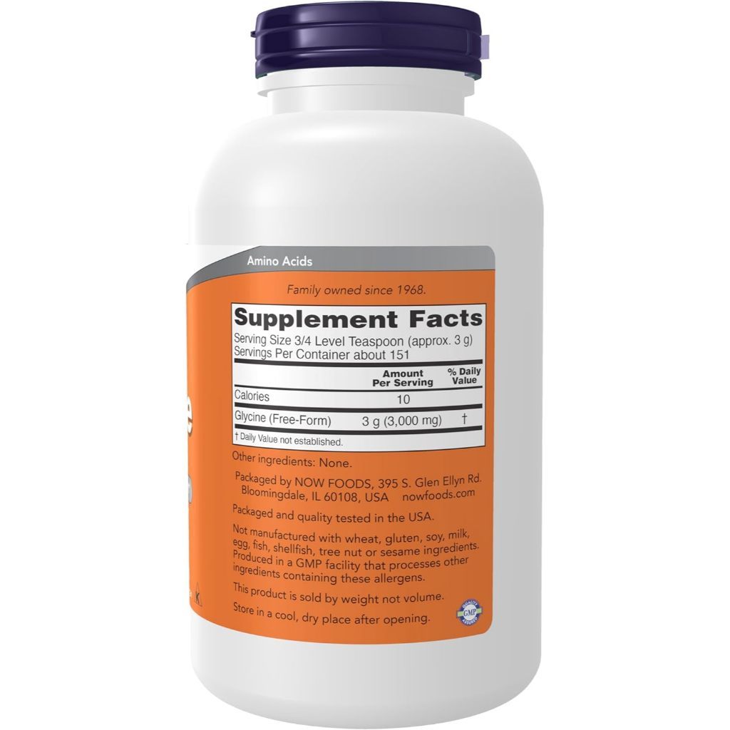 USA Supplements | NOW Foods, Glycine, Pure Powder, 1 lb ( Supports Relaxation and Sleep Quality )