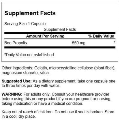 HealthilyYou | Swanson, Bee Propolis, 550 mg, 60 Capsules Immune Health Dietary Supplement