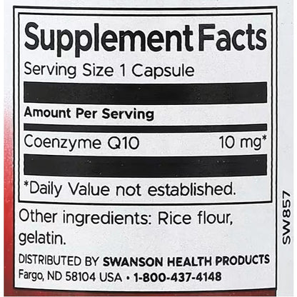 HealthilyYou | Swanson, CoQ10, 10 mg, 30 mg Capsules, Supports Antioxidant Activity & Cardiovascular