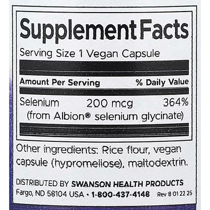 Healthily You | Swanson, Albion® Selenium , 200 mcg, 90 Vegan Capsules Antioxidant Support