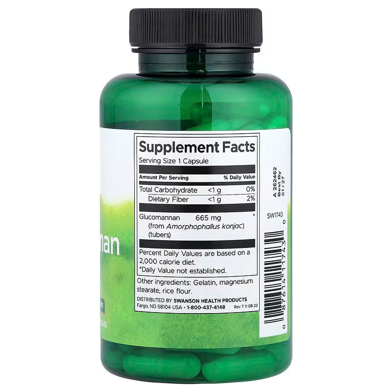 USA Supplements | Swanson, Glucomannan, 665 mg, 90 Capsules ( upports Digestive Regularity )