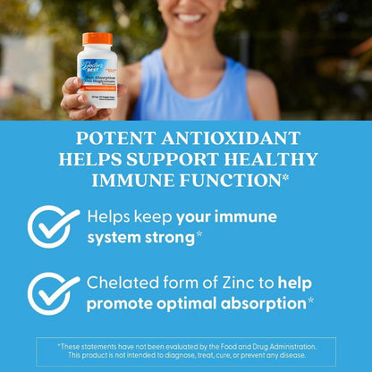 USA Supplements | Doctor's Best, High Absorption Zinc Bisglycinate ( Immune System Support )