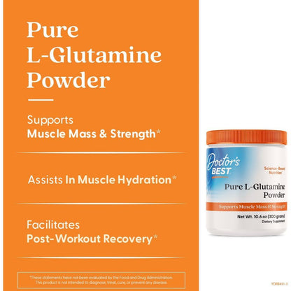 USA Supplements | Doctor's Best, Pure L-Glutamine Powder ( Muscle Recovery & Repair )
