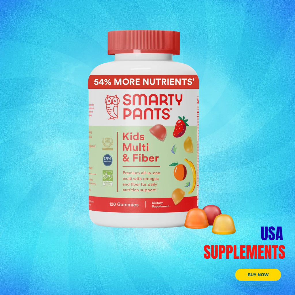 USA Supplements | SmartyPants, Kids Organic, Multi & Omegas Gummies ( Supports Brain Development )