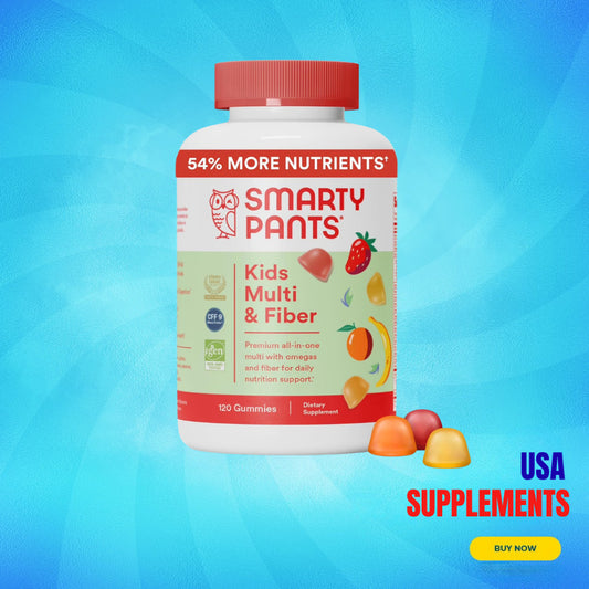 USA Supplements | SmartyPants, Kids Organic, Multi & Omegas Gummies ( Supports Brain Development )