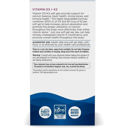 USA Supplements | Nordic Naturals, Vitamin D3 + K2, Great Orange, 60 Soft Gels ( Bone Health )