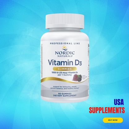 USA Supplements | Nordic Naturals, Vitamin D3 Gummies, Wild Berry ( Supports Bone & Immune )