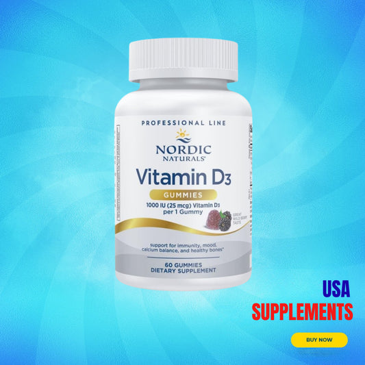USA Supplements | Nordic Naturals, Vitamin D3 Gummies, Wild Berry ( Supports Bone & Immune )
