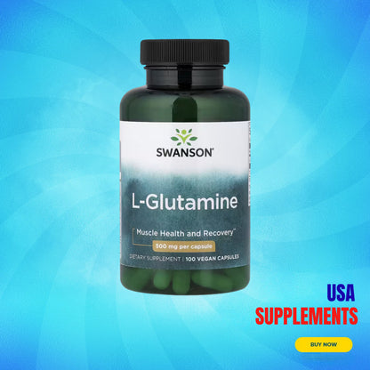 USA Supplements | Swanson, L-Glutamine, 500 mg, 100 Vegan Capsules ( Muscle Health and Recovery )