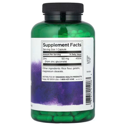 USA Supplements | Swanson, Zinc Gluconate, 50 mg, 250 Capsules ( Immune Health )