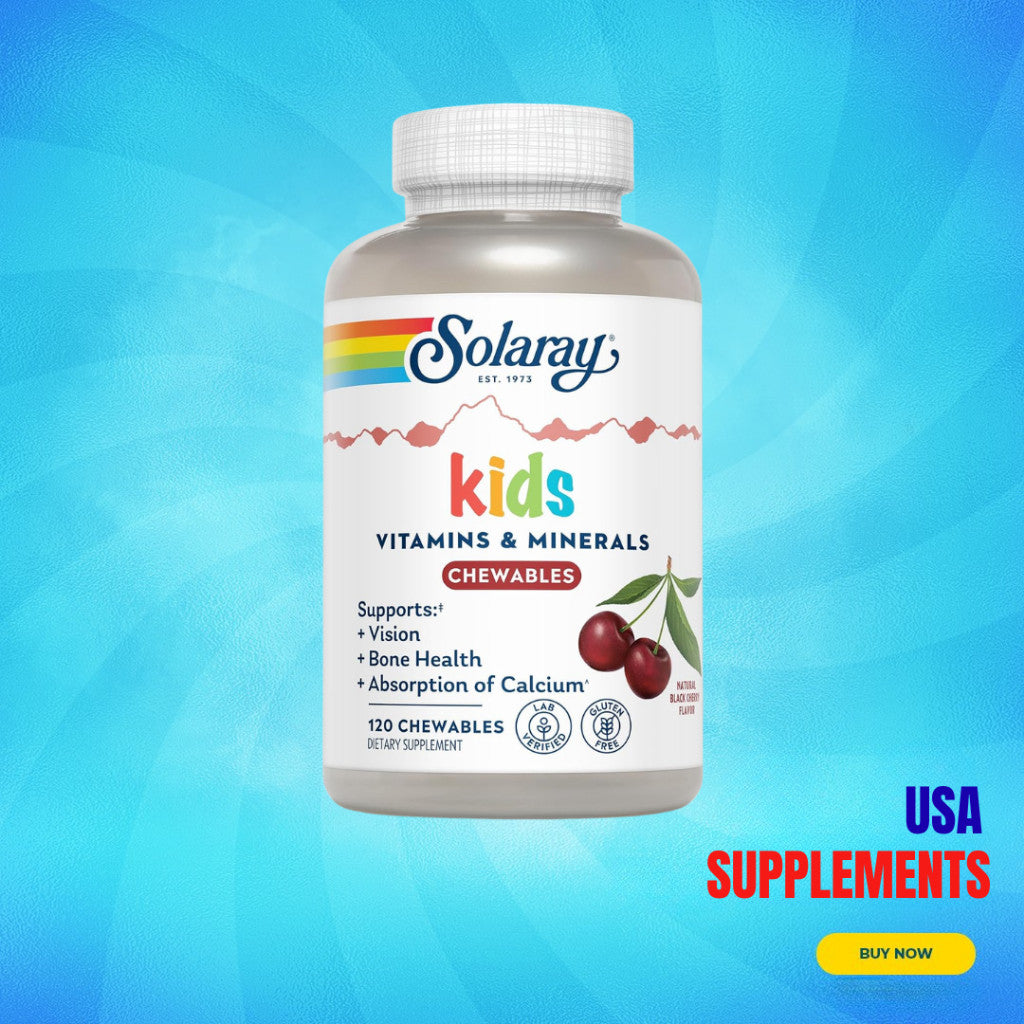USA Supplements | Solaray, Kids Vitamins & Minerals Chewable, 60 Chewables ( Immune System Support )
