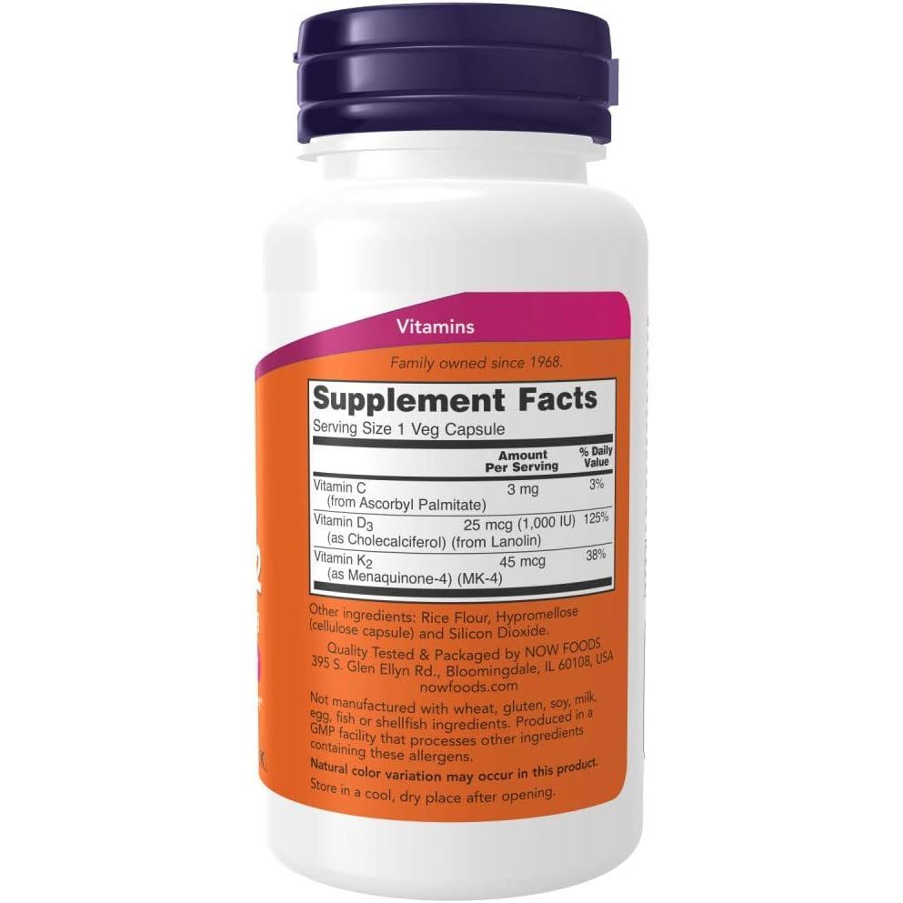 USA Supplements | NOW Foods, Vitamin D3 & K2, 120 Capsules ( Supports Bone Health )