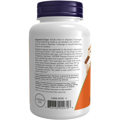 USA Supplements | NOW Foods, Chewable Papaya Enzymes, 180 Loz ( Digestive Support )