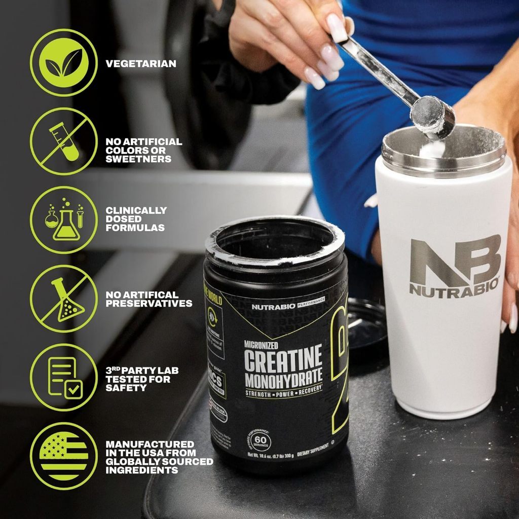 USA Supplements | NutraBio, Micronized Creatine Monohydrate, 10.6 oz ( Muscle Strength )