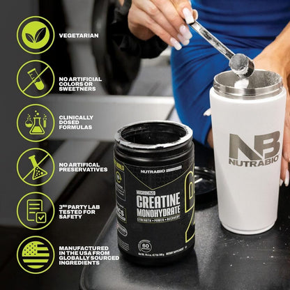 USA Supplements | NutraBio, Micronized Creatine Monohydrate, 10.6 oz ( Muscle Strength )