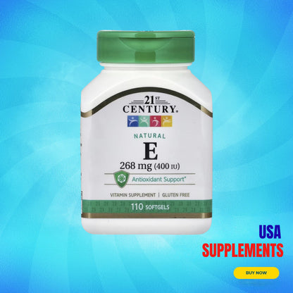USA Supplements | 21st Century, Natural Vitamin E, 268 mg, 110 Softgels ( Antioxidant Support )