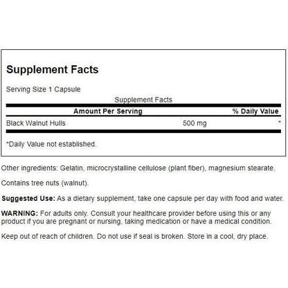 HealthilyYou | Swanson, Full Spectrum® Black Walnut Hulls, 500 mg, 60 Capsules Digestive Health