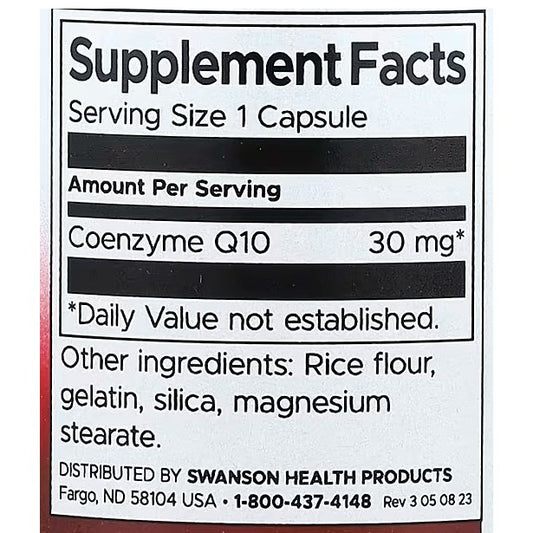 HealthilyYou | Swanson, CoQ10, 10 mg, 30 mg Capsules, Supports Antioxidant Activity & Cardiovascular
