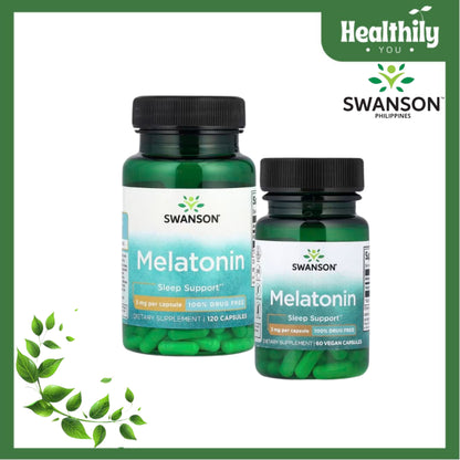 Healthily You | Swanson, Melatonin, 3 mg, 30 & 60 Capsules Sleep Support 100% Drug Free