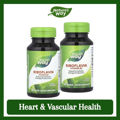 Nature's Way, Riboflavin, Vitamin B2 ( Supports Cellular Processes, Heart & Vascular Health )
