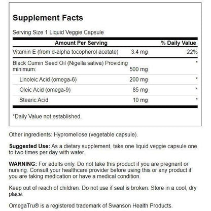 Healthily You | Swanson, Black Cumin Seed Oil, 60 Liq Veggie Caps Promotes Total Body Wellness