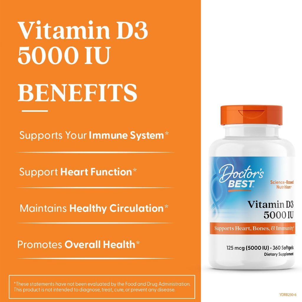 USA Supplements | Doctor's Best, Vitamin D3, 5,000 IU ( Bone Health Support )