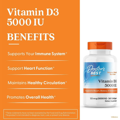 USA Supplements | Doctor's Best, Vitamin D3, 5,000 IU ( Bone Health Support )