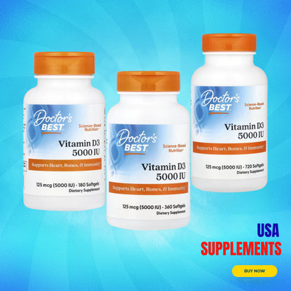 USA Supplements | Doctor's Best, Vitamin D3, 5,000 IU ( Bone Health Support )