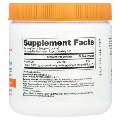 USA Supplements | Doctor's Best, High Absorption Magnesium Powder ( Supports Nervous System )