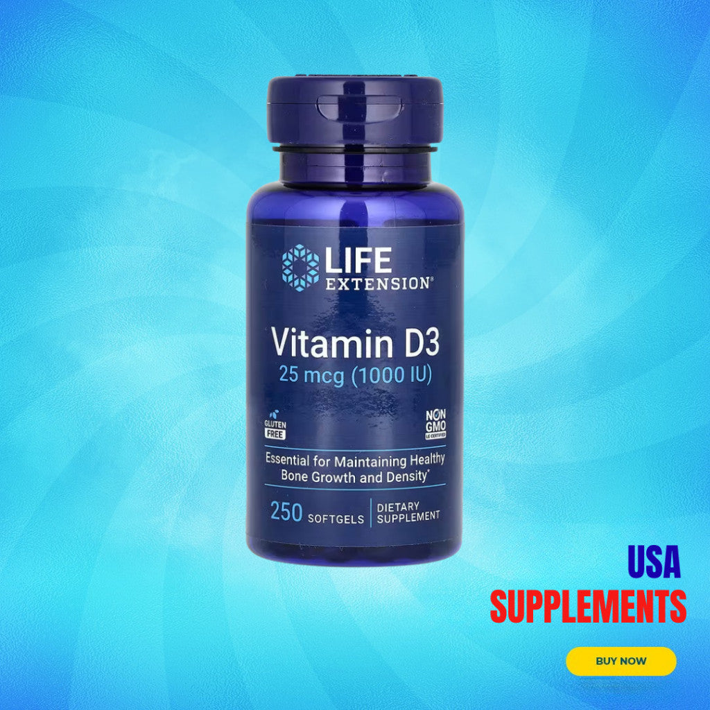 USA Supplements | Life Extension, Vitamin D3, 25 mcg, 250 Softgels ( Supports Bone Health )