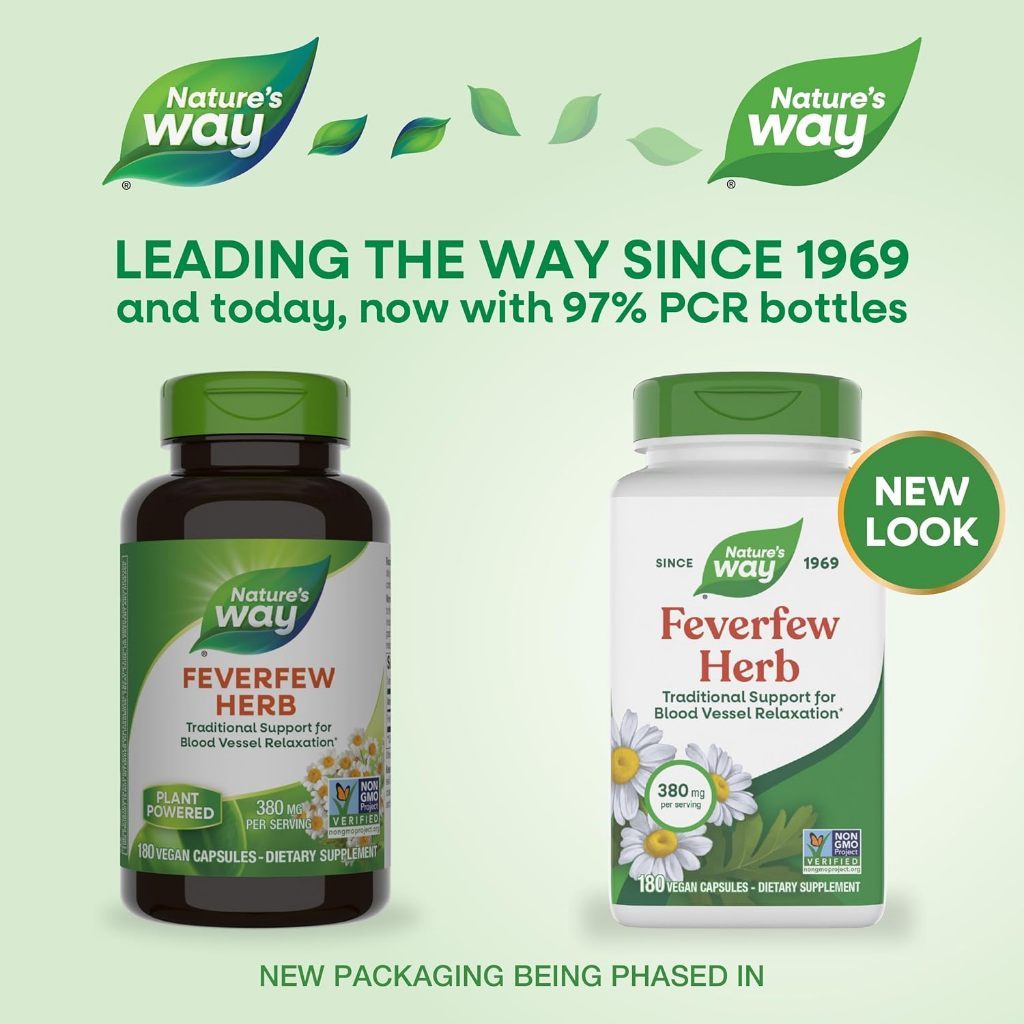 USA Supplements | Nature's Way, Feverfew Herb, 100 Vegan Capsules ( Supports Headache Relief )