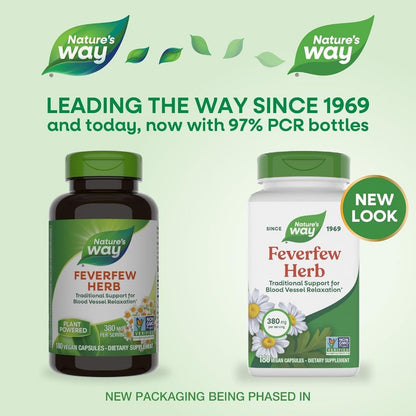 USA Supplements | Nature's Way, Feverfew Herb, 100 Vegan Capsules ( Supports Headache Relief )
