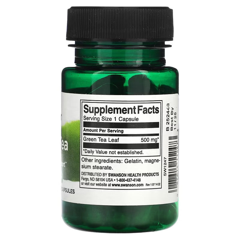 USA Supplements | Swanson, Green Tea, 500 mg, 30 Capsules ( Strong Antioxidant Protection )