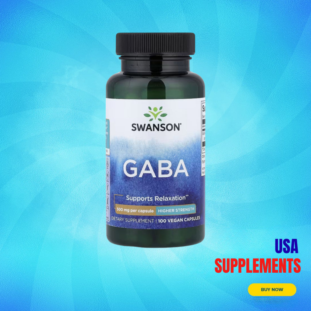 USA Supplements | Swanson, GABA, 500 mg, 100 Vegan Capsules ( Supports Relaxation )
