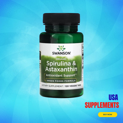USA Supplements | Swanson, Organic Spirulina & Astaxanthin ( Antioxidant Support )