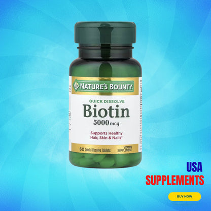 USA Supplements | Nature's Bounty, Biotin, 60 Quick Dissolve Tablets ( Supports Hair, Skin & Nails )